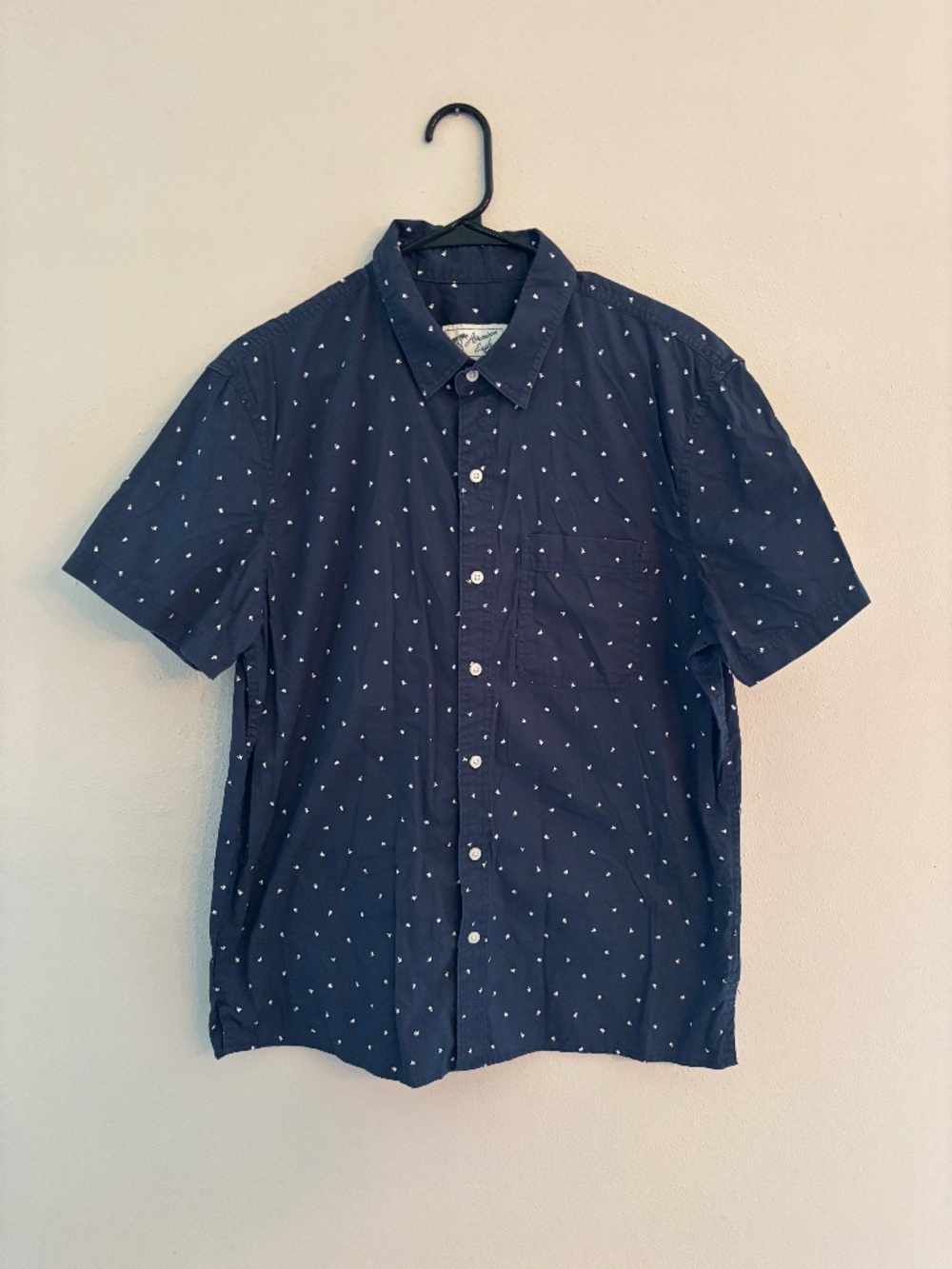 American Eagle Navy Blue Button Up